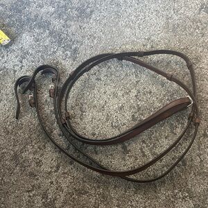 Smooth Brown Leather Reins with Stoppers 1/2” W x 105” L